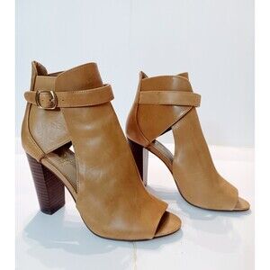 Vince Camuto Leather Venice Carmel Open Toe  Booties Women's Size 8